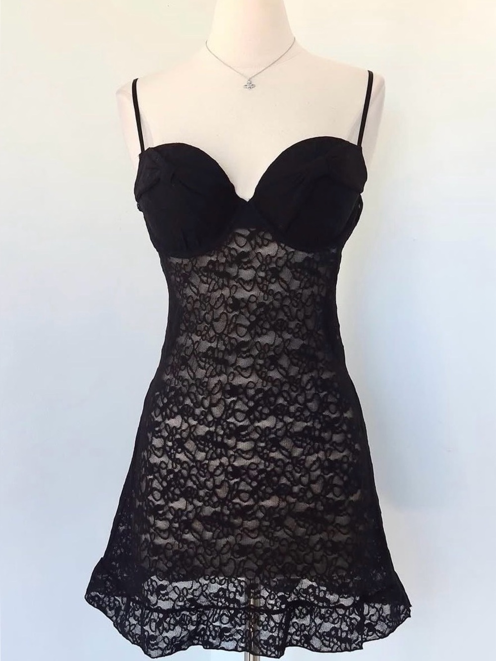 Victoria's Secret Black full lace babydoll slip dress